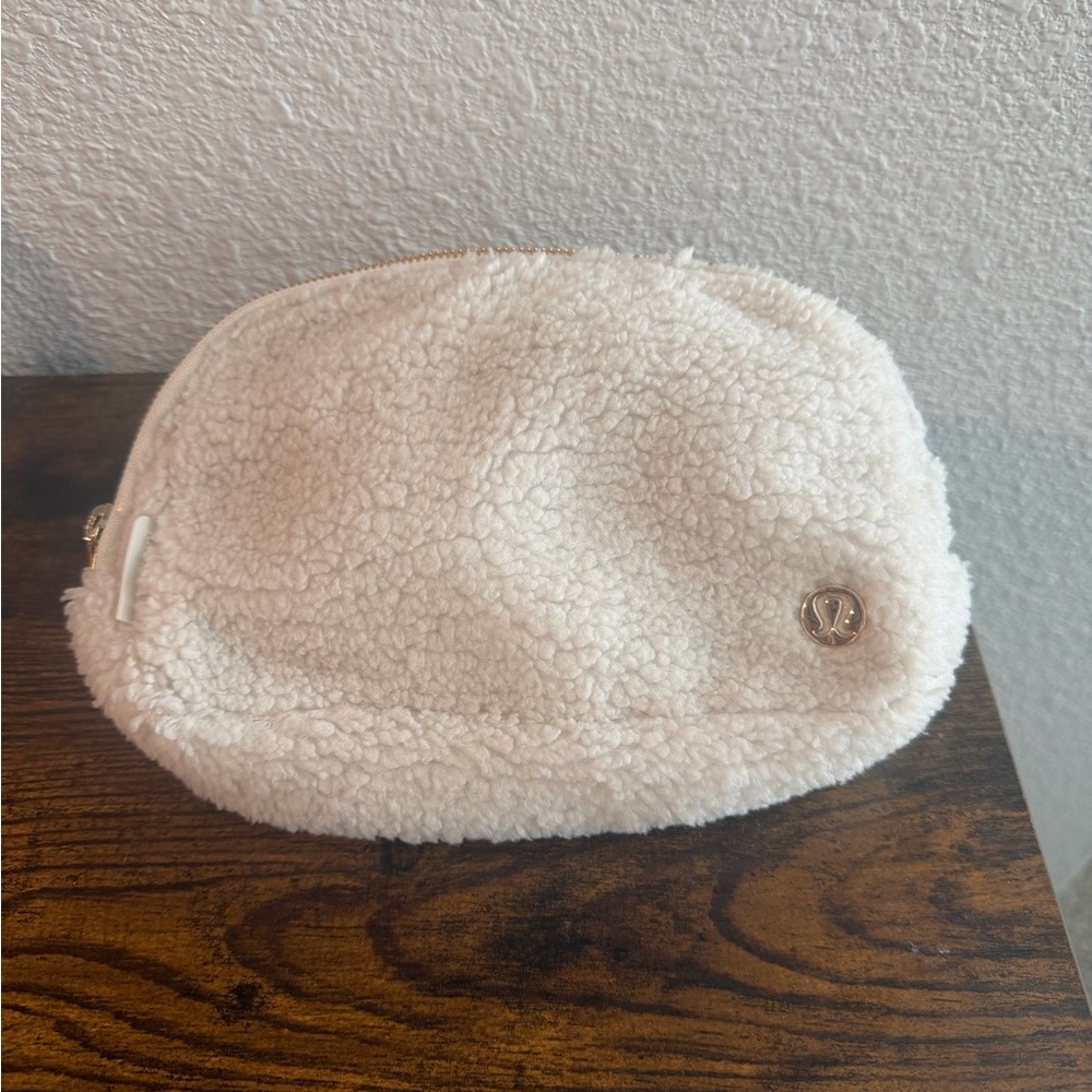 Lululemon Cream Sherpa Zip Pouch